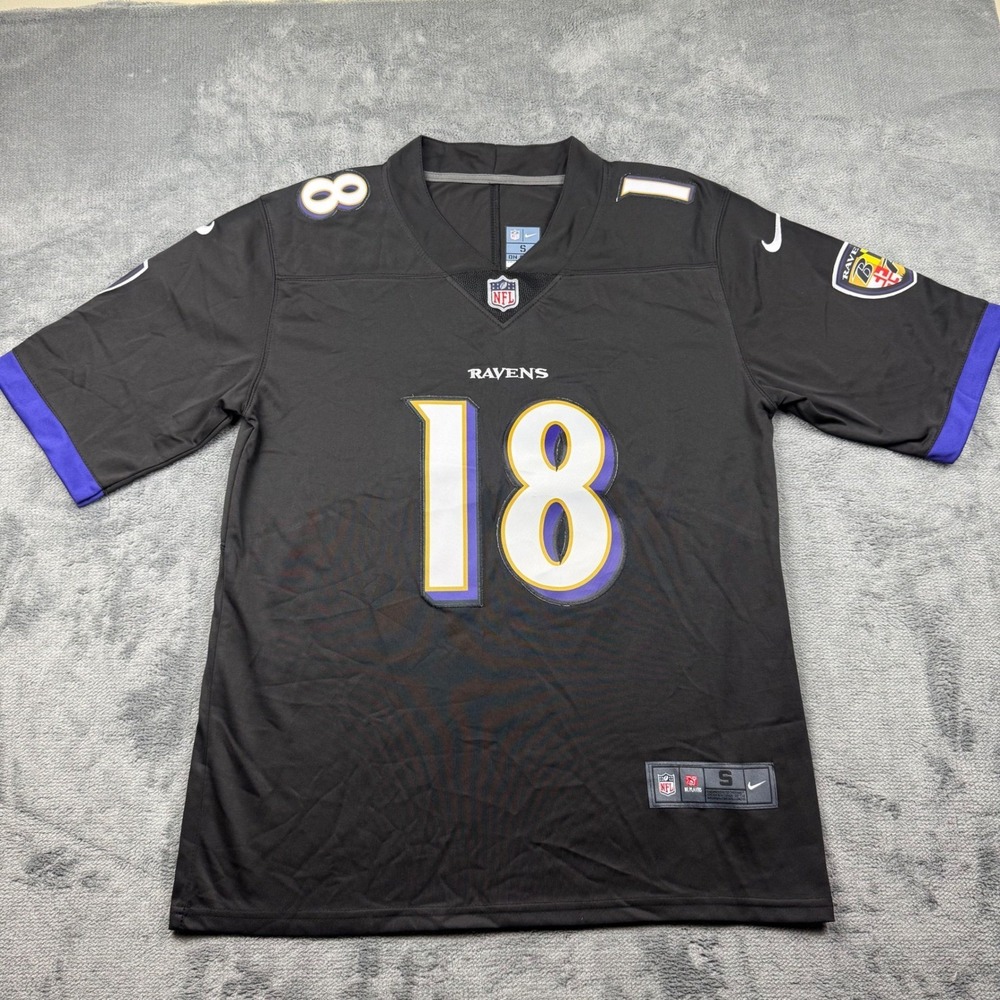 Nike Baltimore Ravens NFL Jersey Mens Small Black On Field Number 18 ADB Footbal